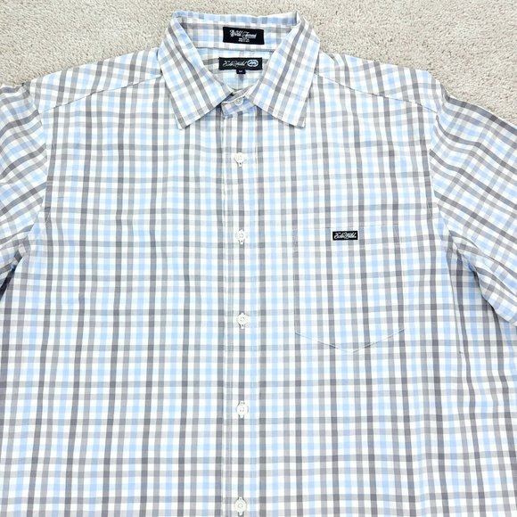 Ecko Unltd Shirt Men's Medium Blue Checkered Button Front Short Sleeve Casual - Picture 2 of 10